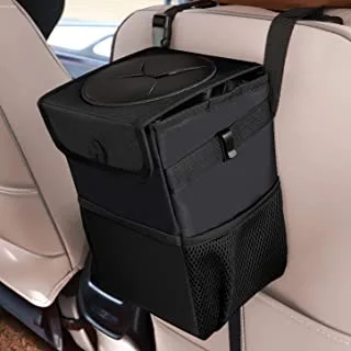 Womdee Car Trash Cans With Lid, Multipurpose Garbage Bag And 3 Storage Pockets, Portable Accessories/Toy/Car Organizer, 100% Waterproof Leak-Proof For Truck, Minivan & Vehicle