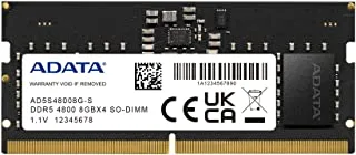 ADATA AD5S48008G-S Hunter 8GB 4800MHz SO-DIMM 262-Pins Single Memory DDR5 RAM, Black