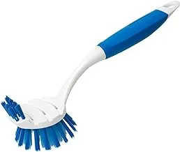 LIAO Kleaner Scrubbing Brush with Curved Grip Handle, Durable hard synthetic plastic fibres, Ergonomic shape ideal for deep cleaning Blue/White K19016