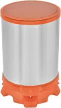 Tramontina Sofie 5Liter Stainless Steel Pedal Trash Bin with Scotch Brite Finish and Transparent Orange Plastic Detailing