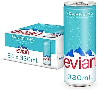 Evian Sparkling Water Can, 24 x 330 ml