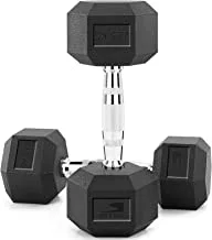 SKY LAND HEX Dumbbell - Rubber Coated Cast Iron Hexagonal Dumbbells/Hand Weight Set for Effective Strength Training/Full Body Workout Equipment-22.5kg Hex Dumbbells X2/EM-9260-22.5