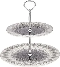 EDESSA Cosmic Porcelain Ceramic 2 Tier Cake Stand - 20cm + 27cm - Elegant and Functional Display for Cakes and Desserts