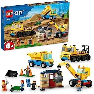 LEGO® City Construction Trucks and Wrecking Ball Crane 60391 Building Toy Set (235 Pieces)