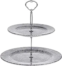 EDESSA Ginko Porcelain Ceramic 2 Tier Cake Stand - 20cm + 27cm - Elegant and Functional Display for Cakes and Desserts