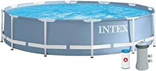 انتكس – إطار منشوري قابل للإزالة لحمام السباحة مع منقي، 366 × 76، أزرق فاتح