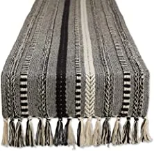 DII Farmhouse Braided Stripe Table Runner Collection, 15x108, Black