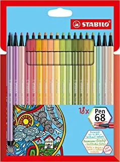 قلم ستابيلو بريميوم - قلم 68 - محفظة 18 - ألوان متنوعة
