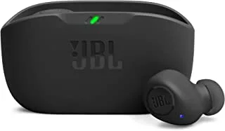 سماعات أذن لاسلكية JBL Wave Buds True ، جهير عميق ، ملائمة مريحة ، بطارية 32 ساعة ، تقنية محيطية ذكية ، مكالمات بدون استخدام اليدين ، مقاومة للماء والغبار - أسود ، JBLWBUDSBLK