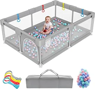Baby Playpen, 71 x 59 Inches Extra Large Baby Playpen for Babies and Toddlers with 80pcs Pit Balls, Baby Gate Playpen Safety Infant Baby Play Yards, No Gaps Indoor & Outdoor Kids Activity Center, Grey