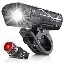 Joyzzz Bike Light Set - USB Rechargeable Bike Headlight and Back Light Set, Waterproof Bicycle Lights Front and Rear, 5 Light Mode Options Fits All Bicycles, Road, Mountain