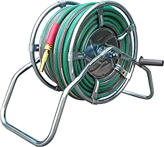 Alayed Garden, Agricultural Plastic Hose With Coupling, Metal Reel (50m 1/2