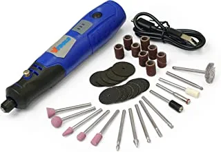 VTOOLS 3.6V Cordless Mini Grinder With 43 Pc Accessory Set, Rotary Tool For Polishing, Cleaning & Engraving, Blue, VT1212