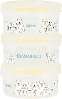 Badabulle - MaxiBox 3 x 300 ml - حاوية تخزين محكمة الإغلاق لعصيدة الأطفال