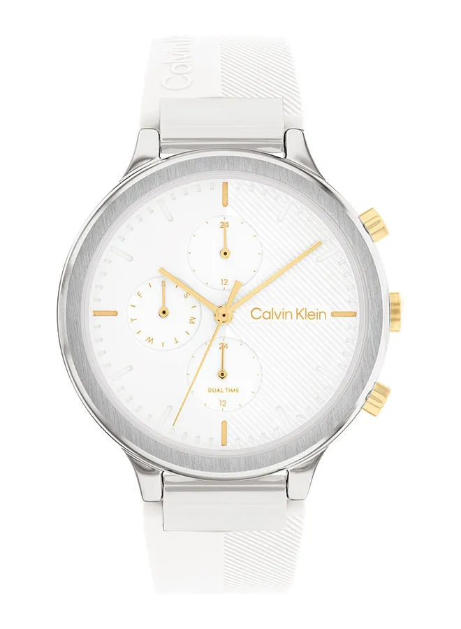 CALVIN KLEIN Women's Analog Round Shape Silicone Wrist Watch - 25200244 - 40 mm