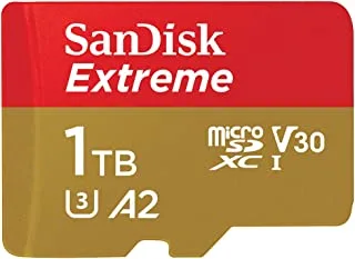 بطاقة ذاكرة SanDisk سعة 1 تيرابايت إكستريم microSDXC UHS-I مع محول - حتى 160 ميجابايت / ثانية ، C10 ، U3 ، V30 ، 4K ، A2 ، Micro SD - SDSQXA1-1T00-GN6MA