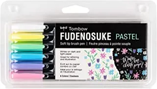 Tombow 56448 Fudenosuke Brush Pens, Pastel, 6-Pack