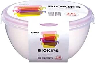 Komax Biokips Round Food Storage Container with Lid, Clear 2.5 Liter Capacity 71333