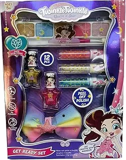 Twinkle Twinkle - 34922, Get Ready Set - 2 Nail Polishes, 3 Lip Glosses, 1 Eye Shadow, 1 Applicator Brush, 1 Butterfly hair clip for 5 Years+