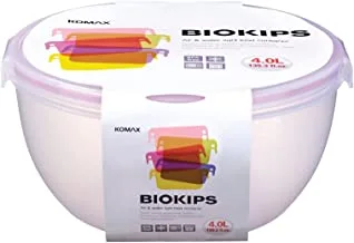 Komax Biokips Round Food Storage Container with Lid, 4 Liter Capacity