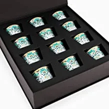 Silsal Mirrors Arabic Coffee Cups 12-Piece Gift Set, White/Emerald Green GRP817