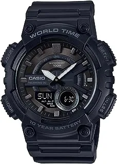 Casio Men's AEQ-110W-1BVCF CLASSIC Analog-Digital Display Quartz Black Watch, Black/Black, One Size, Model: AEQ-110W-1BVCF