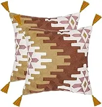 DONETELLA Throw Pillow Case, Abstract Throw Pillow Covers Set of 2, 18x18 Inch Double Sided Print Abstract Geometric Leaves Pillow Cover, Square Cushion Case for Sofa Couch Chair Farmhouse Home Decor