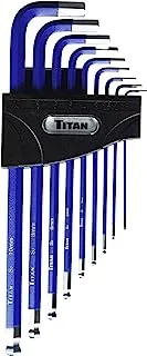 Titan 12714 9-Piece Extra-Long Arm Ball Tip Metric Hex Key Set, Blue, One Size