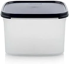 Tupperware Square Plastic Smart Food Storage Box, 2.6 Liter Capacity, Jet Black