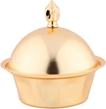 Al Saif Iron Round Shape Date Bowl Size: Small, Color: Matt Gold