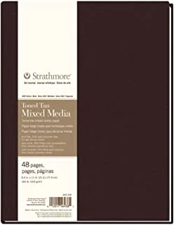 ستراثمور 469-308 مجلة فنون الوسائط المختلطة الصلبة، 8.5 بوصة × 11 بوصة، لون أسمر ضارب للصفرة، 48 صفحة