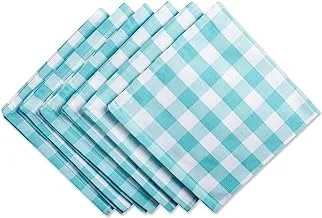 مجموعة مناديل Dii Checkered من القطن 100٪ ، قابلة للغسل في الغسالة ، مجموعة مناديل ، 20 × 20 ، أكوا ، 6 قطع