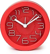 Home Alarm Round Analog Clock, 10.5 cm - RED
