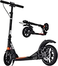 Black Adult Scooter - Disc Brakes, Foldable, Adjustable, 2 Big Wheel, Front & Rear Shock-Absorbing System, Up To 150kg,Non-electric
