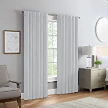 ECLIPSE Langley Solid Tripleweave Room Darkening Rod Pocket Window Curtains (2 Panels), 52 in x 84 in, Silver White