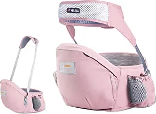 SONARIN Hipseat Baby Carrier,Ergonomic Waist Stool Seat Pure Cotton Hip Seat Carrier with Safety Belt Protection & Single Shoulder Strap,Multi Positions for Infant Toddler Child(Pink)