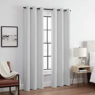 ECLIPSE Andover Solid Tripleweave Thermal Blackout Grommet Curtains for Bedroom (2 Panels), 42 x 63 in, Silver White