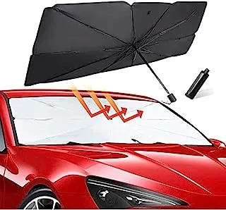 مظلة سيارة غطاء مظلة للزجاج الأمامي من الشمس للأشعة فوق البنفسجية عاكس مظلة السيارة الأمامية القابلة للطي، سهل الاستخدام/التخزين، يناسب معظم المركبات (125 * 65 سم)
