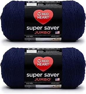 Red Heart Super Saver Jumbo Soft Navy Yarn - 2 Pack of 396g/14oz - Acrylic - 4 Medium (Worsted) - 744 Yards - Knitting/Crochet
