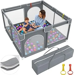 Baby Playpen, Baby Playard, Playpen for Babies with Gate Indoor & Outdoor Kids Activity Center with Anti-Slip Base, Sturdy Safety Playpen with Soft Breathable Mesh, Kid's Fence for Infants