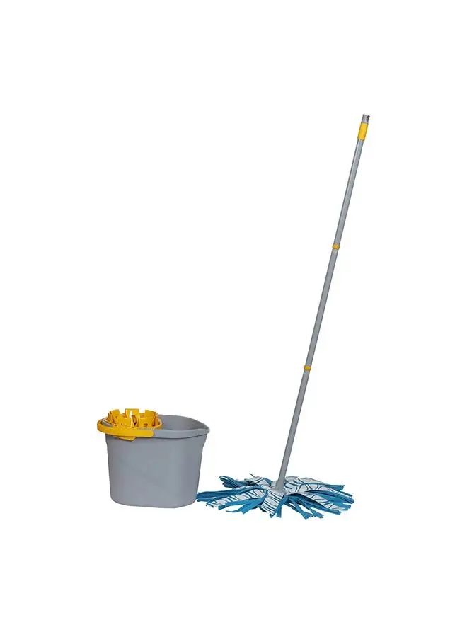 APEX Manual Mop With Bucket And Plastic Wringer And Microfibrer Mop