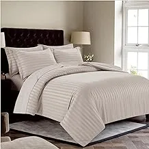 D DONETELLA FEEL THE LUXURY Comforter Set King Size, 7 Pcs Bedding Set Damask Striped Pattern - All Season- Brushed Microfiber - Double Bed Set With Down Alternative Filling (طقم لحاف سرير)