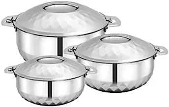 Bohara 119014 Stainless Steel Indian Serving Hotpot 3-Pieces Set