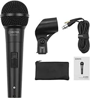 Boya BY-BM58 Professional Cardioid dynamic microphone with 5 metre XLR cable, Microphone mount & Carrying bag. Inbuilt pop filter. For Vocal or Singing Recording Live Audio Recording