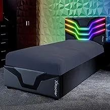 X-Rocker Cosmos RGB LED Bed in a Box - single Mattress size Grey / Black 90 190 cm Twin 2020127