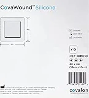 ضمادة إسفنجية من السيليكون CovaWound من كوفالون تكنولوجيز مع حدود، 10 عبوات، مقاس 10 سم × 10 سم