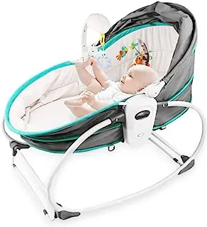 TEKNUM 5in1 Cozy Rocker Bassinet,Awning,Mosquito net,Rocking Chair,Baby Basket,Crib,Playing,Naping,Feeding,Baby Bed,3 Reclining Position,Vibration,Music,Portable,Cute Toys,0-36months upto 18kg,Green