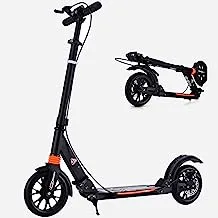 Adult Scooter - Two Wheel Aluminum Alloy - Folding Sport Kick Scooters for Teens Boys - Adjustable Height Dual Suspension with Hand and Foot Brakes,Black
