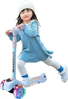 COOLBABY Folding 3 Wheel Scooter for Kids,Toddler Kids Boys Girls Adjustable Height PU Wheels Best Gifts 312D-BL-TMM