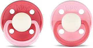 Rebael Fashion Natural Rubber Round Pacifier Size 2 - Baby 6M+ (2-pack) - HotPearlyFlamingo/RisingPearlyLobster